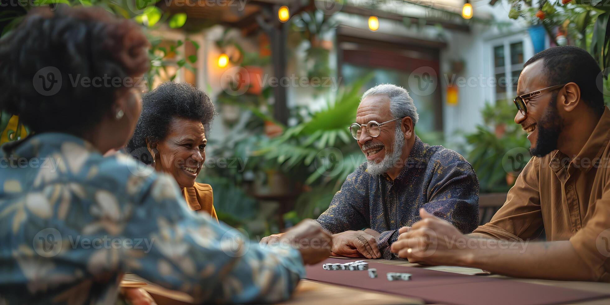 AI Generated Group of seniors playing cards in the retirement house photo