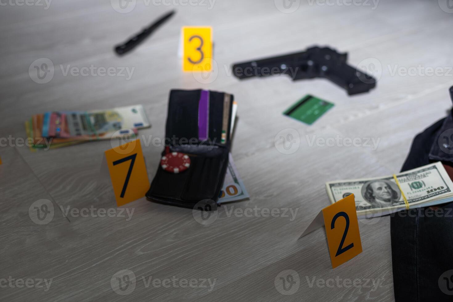 Criminalistic Laboratory, Bullet shell analysis, conceptual image photo