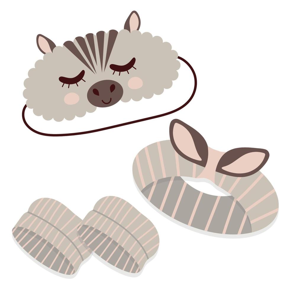 Sleeping Headband and Headband for Hair When Girl Washing Up Cartoon Style vector