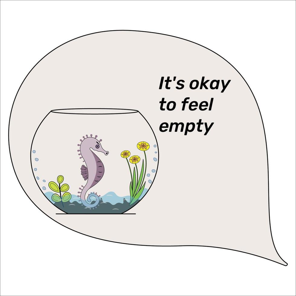 inspirador citar motivacional frase es normal a sensación vacío el acuario es casi vacío vector