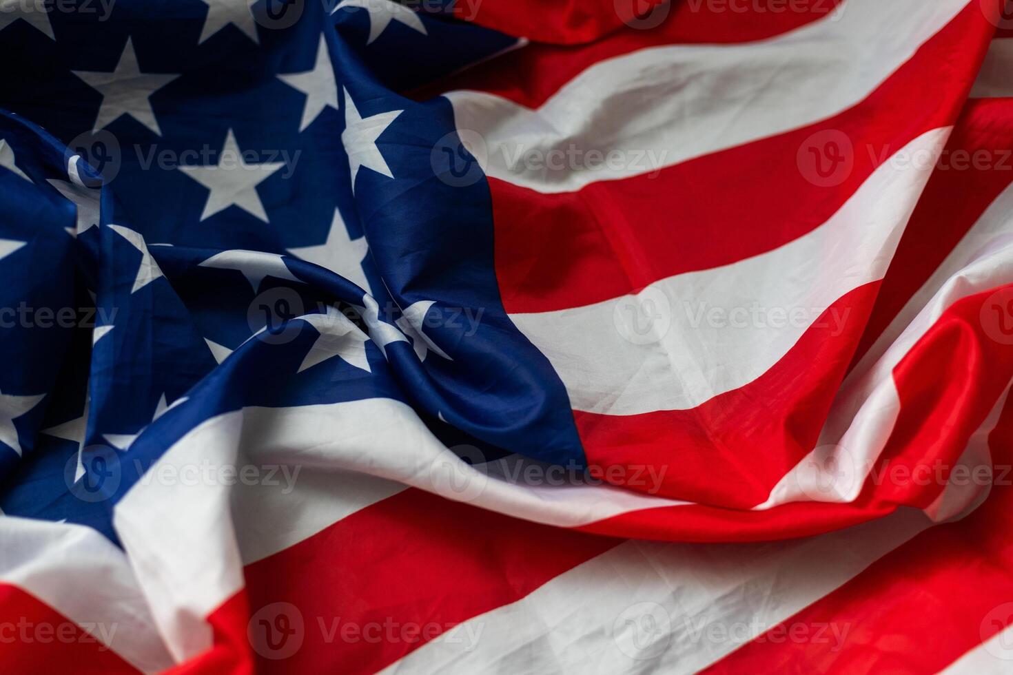 Closeup of rippled American flag photo