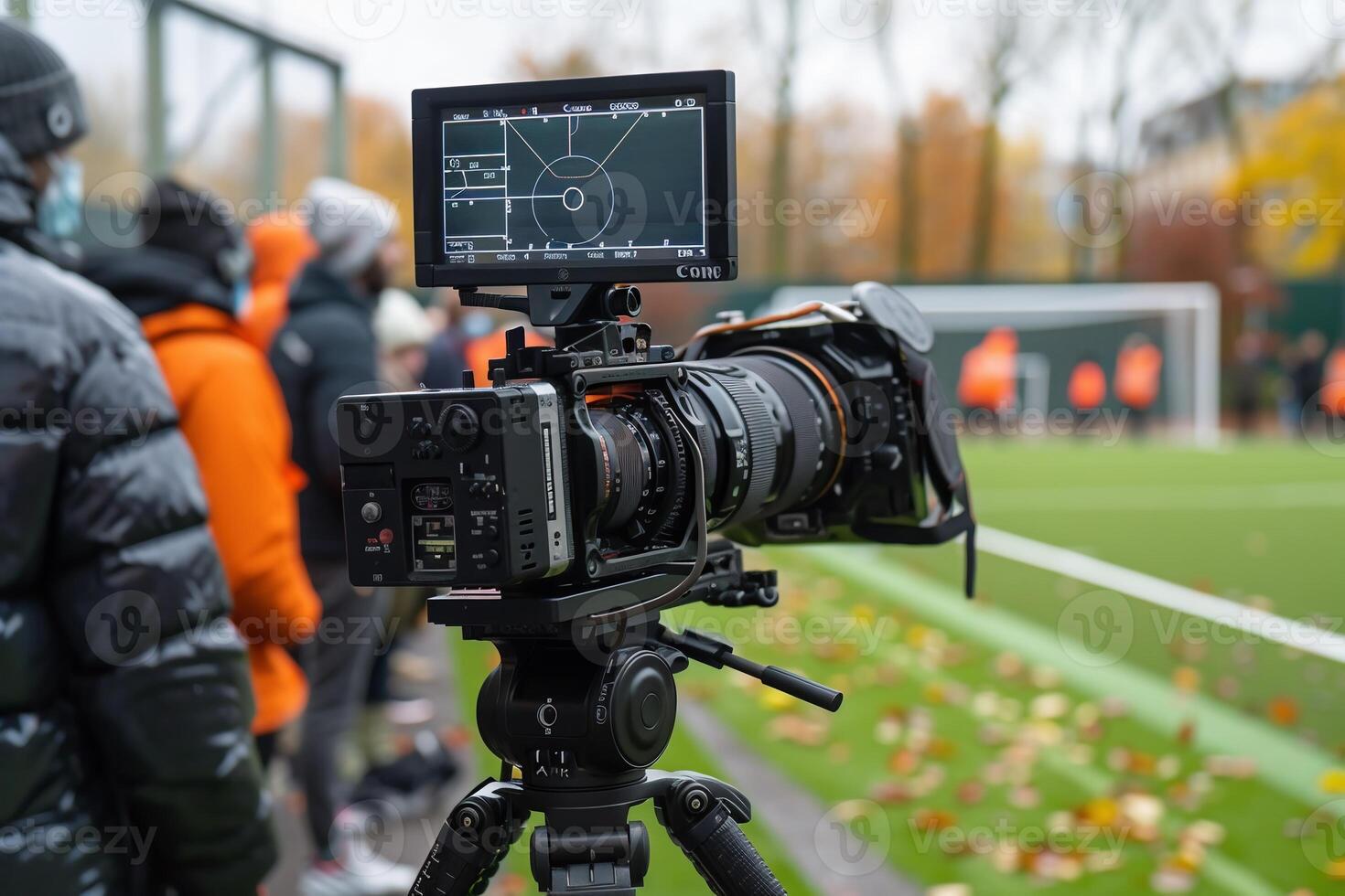 AI Generated TV camera at the stadium during football matches. television camera during the soccer match photo