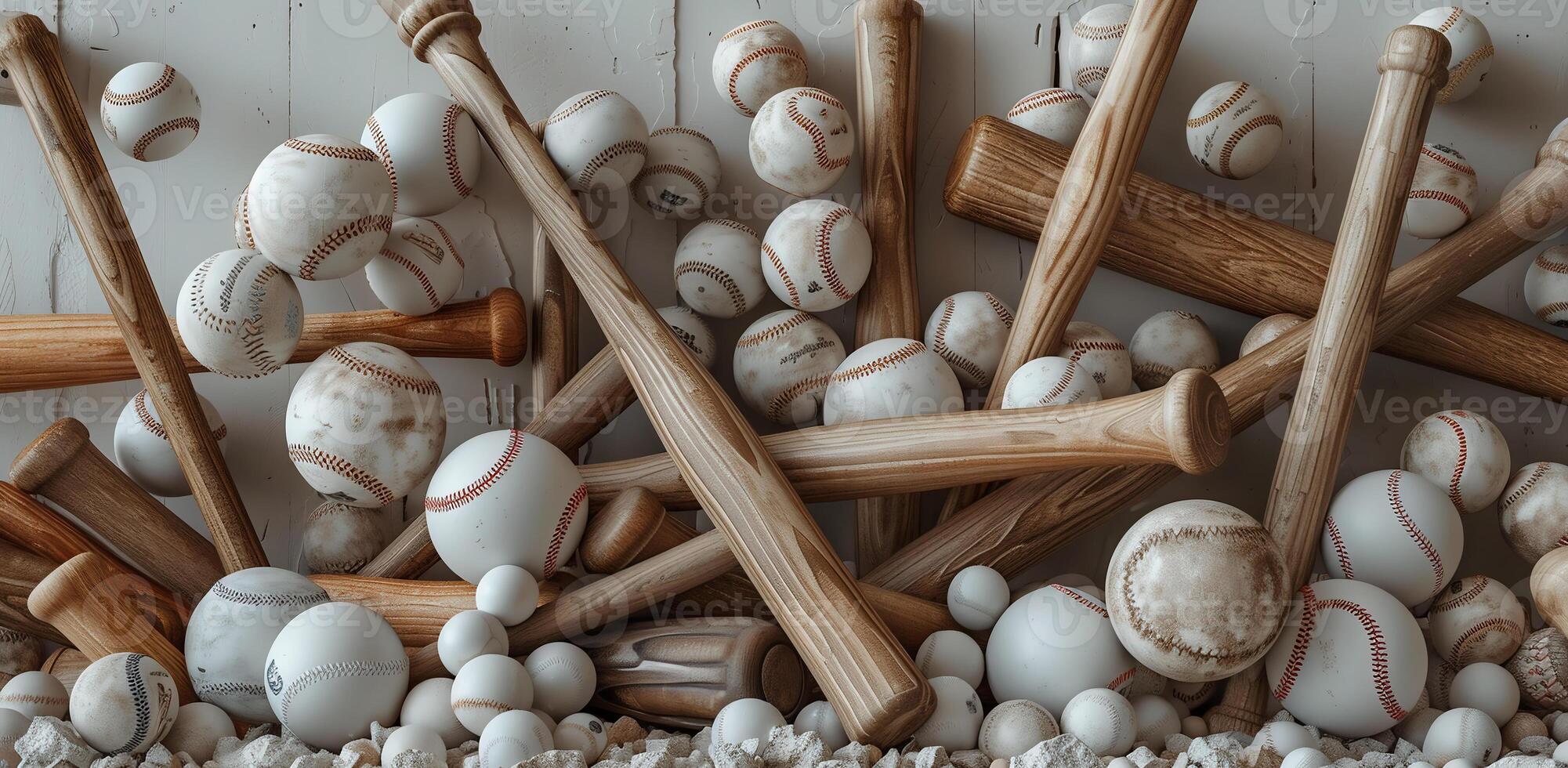 AI Generated  baseball bat and balls pattern photo