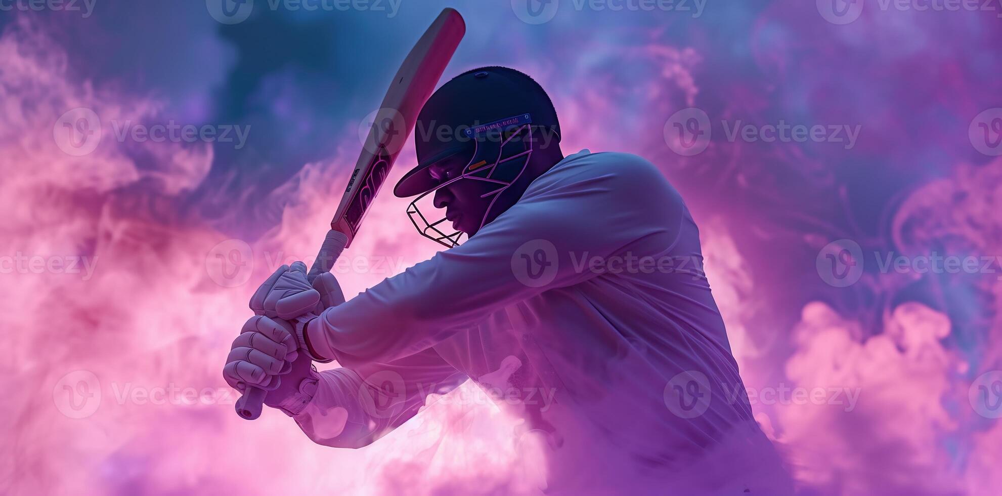 AI Generated illustration of batsman playing cricket championship sports photo