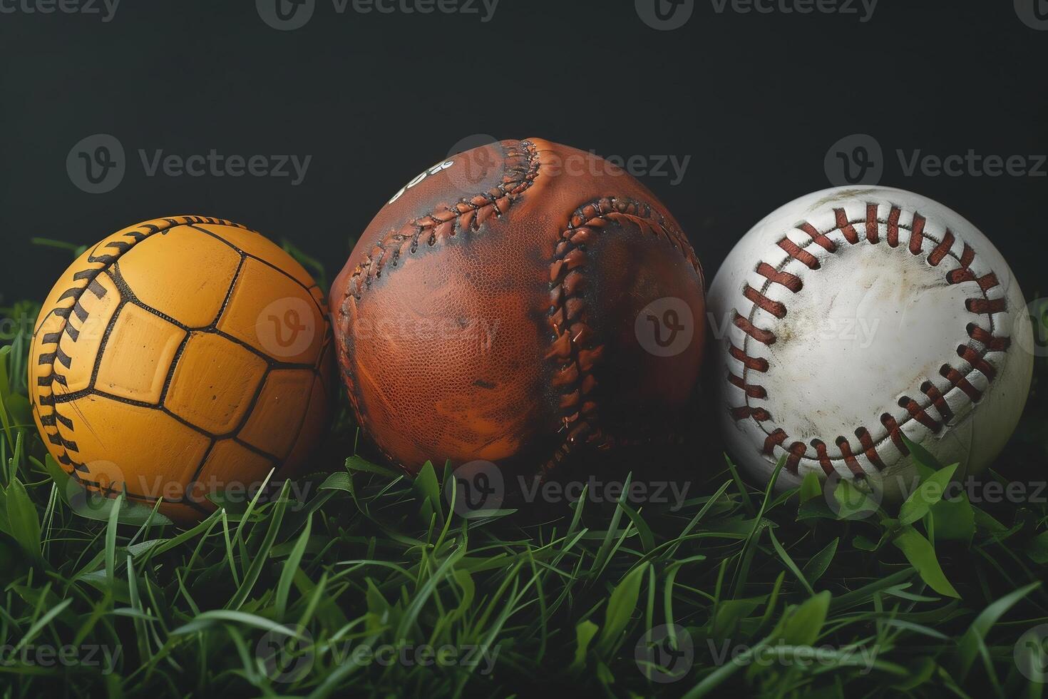 AI Generated 3d rendering of a basketball, baseball, and soccer balls photo