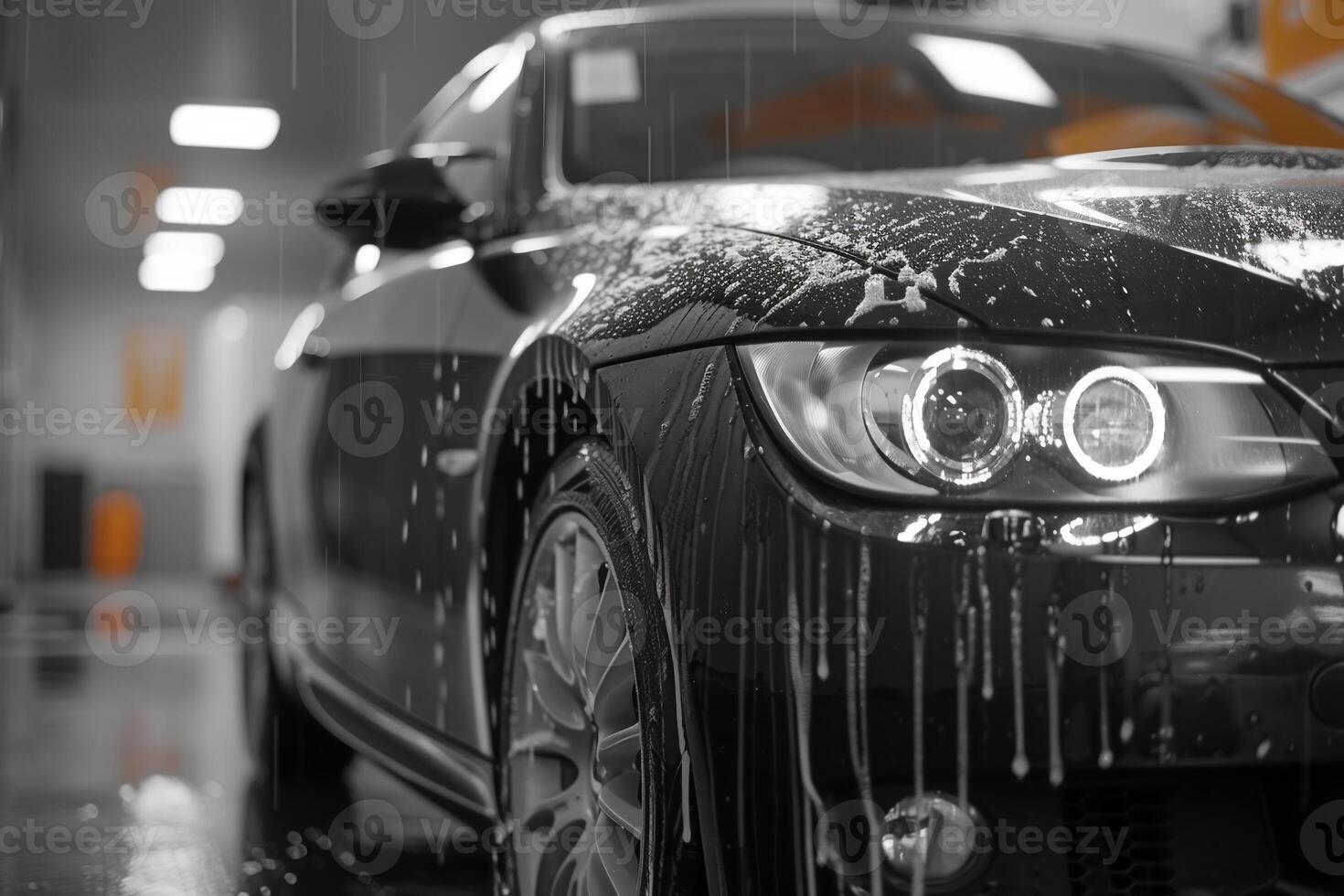 AI Generated Automatic car wash in action photo