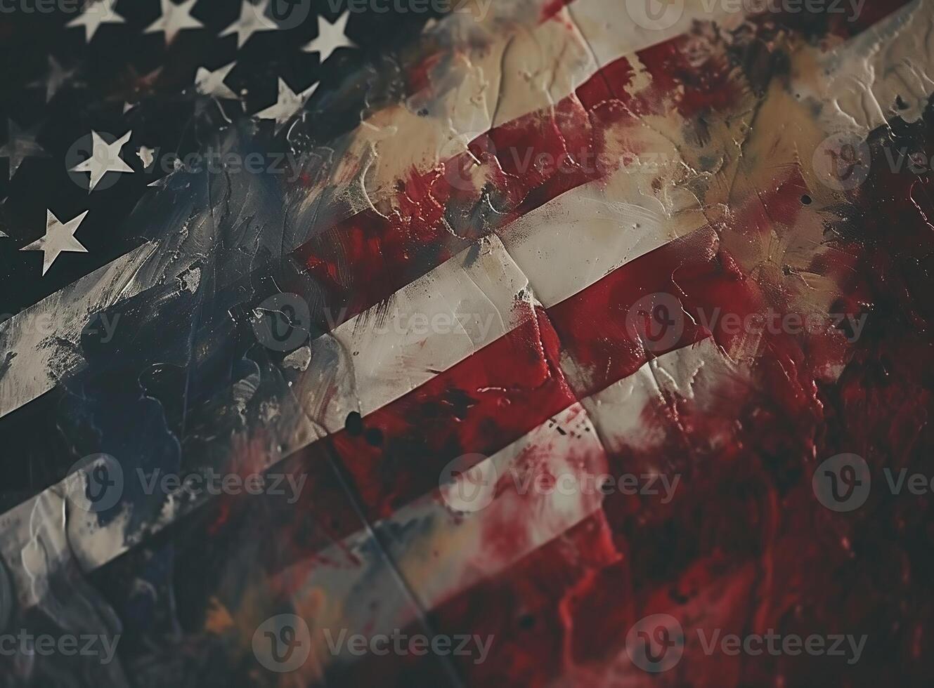 AI Generated Closeup of grunge American flag photo