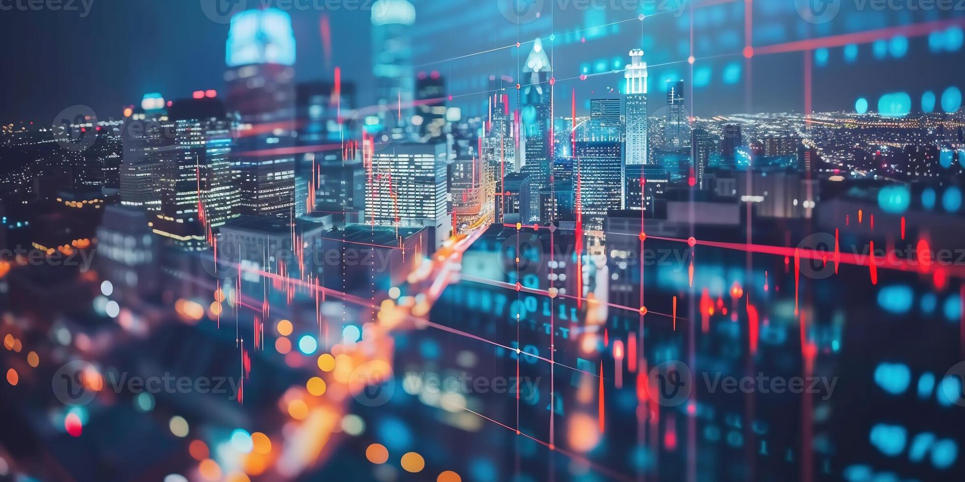AI Generated Digital data flow on road with motion blur to create vision of fast speed transfer . Concept of future digital transformation , disruptive innovation and agile business methodology . photo