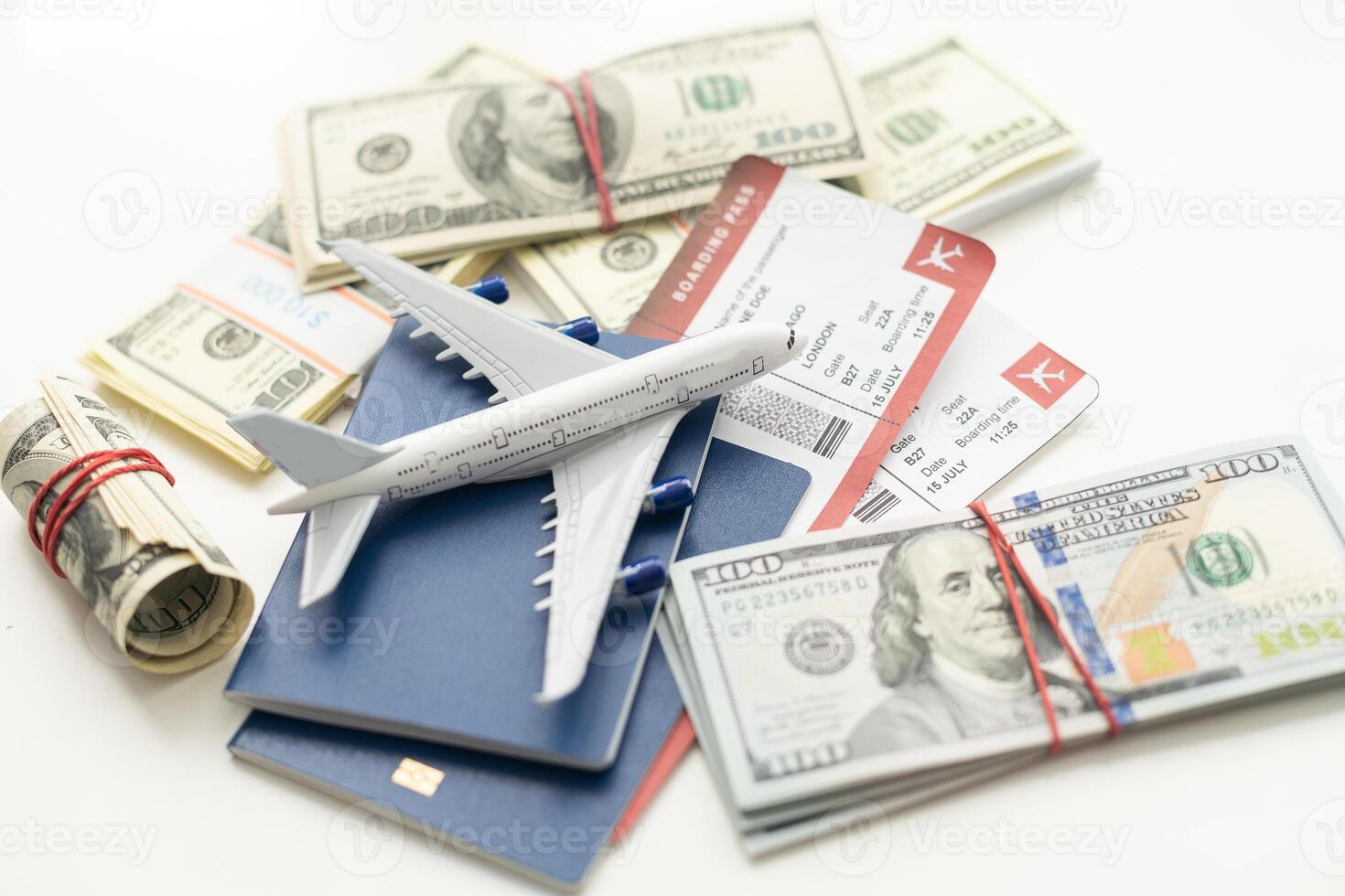 white plane on dollar cash closeup photo
