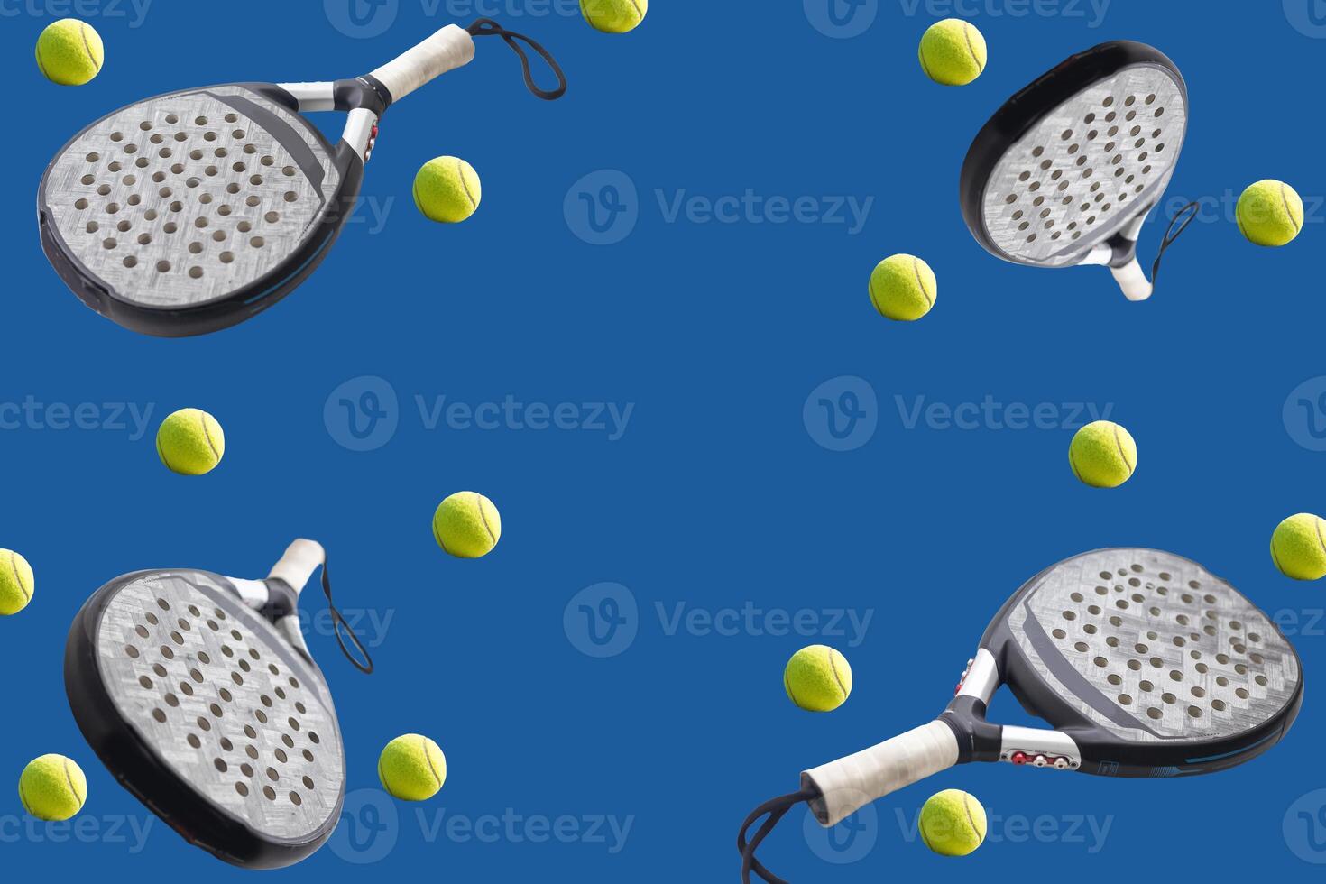 Padel racket and ball on white isolated background. 3d illustration photo