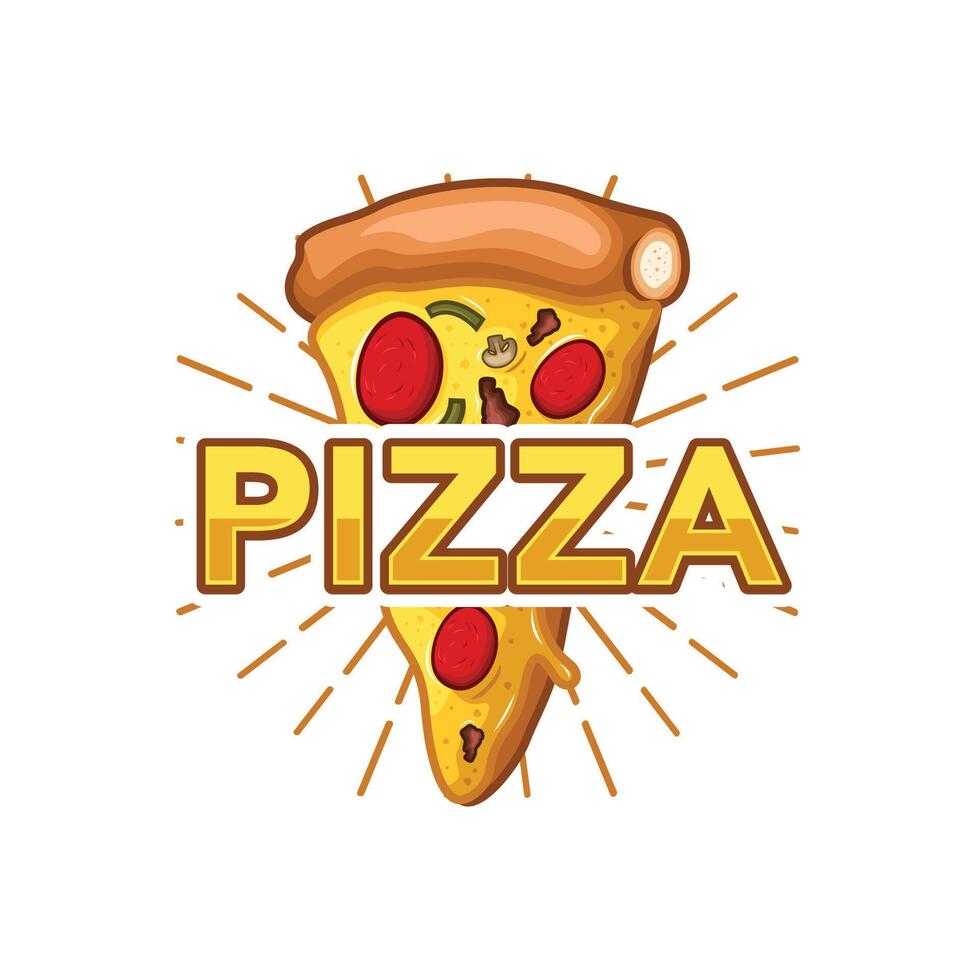 pizzería emblema en pizarra. Pizza logo modelo. emblema para cafetería, restaurante o comida entrega servicio. vector