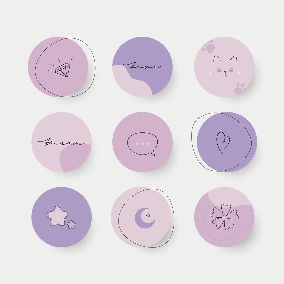 Set of purple highlights for Social Media vector