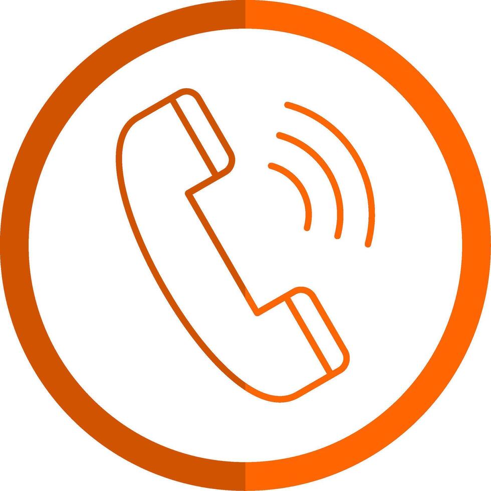 Phone Call Line Orange Circle Icon vector