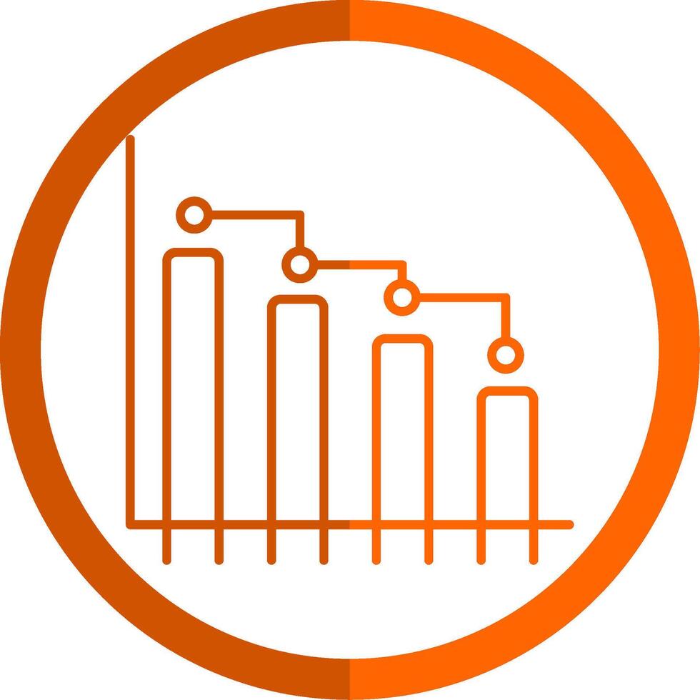 Bar Graph Line Orange Circle Icon vector