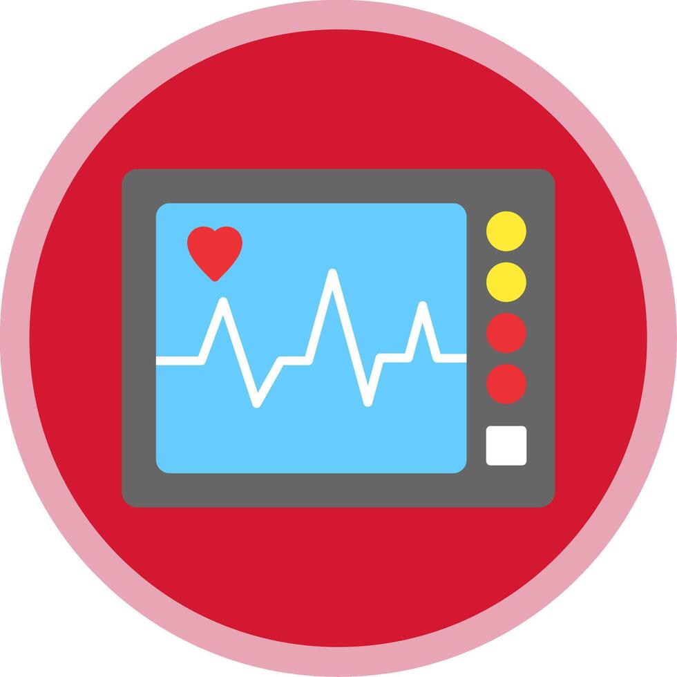 ECG Machine Flat Multi Circle Icon vector