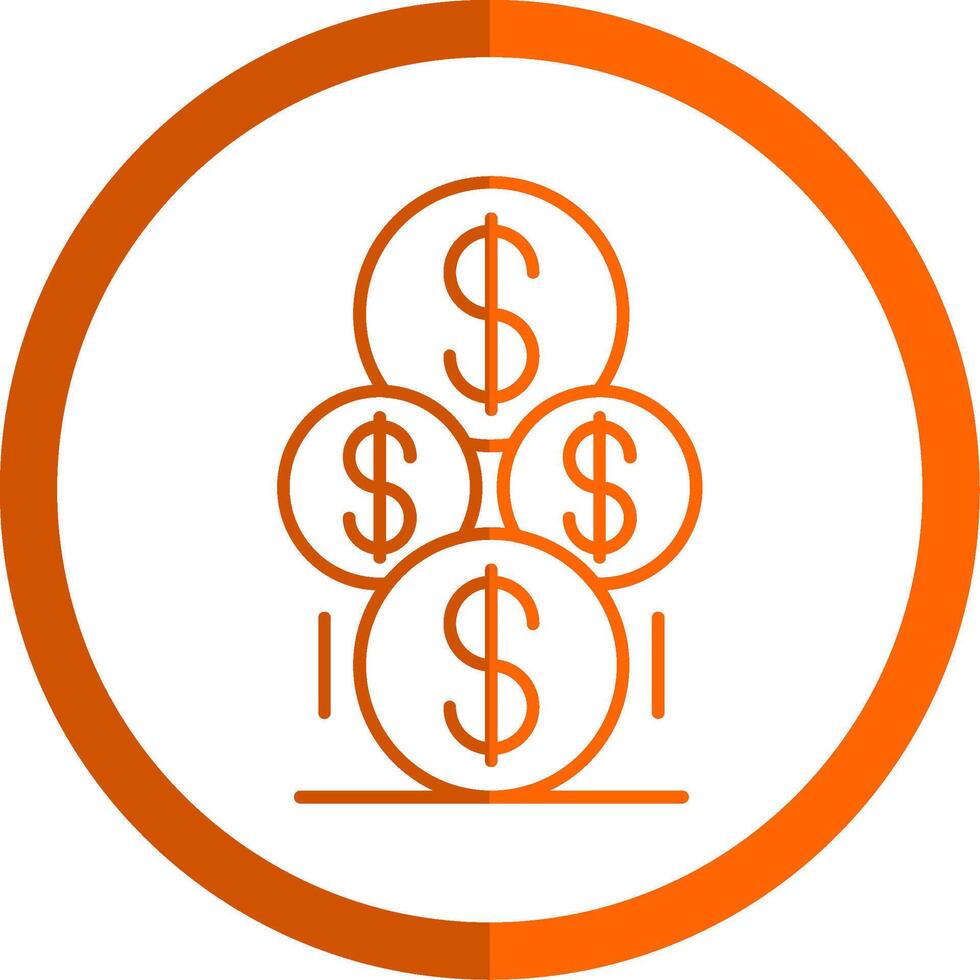 monedas línea naranja circulo icono vector