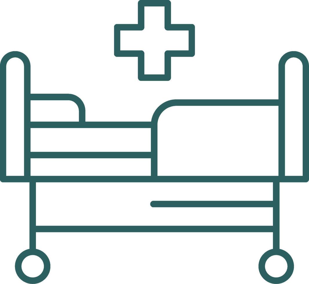 Hospital bed Line Gradient Round Corner Icon vector