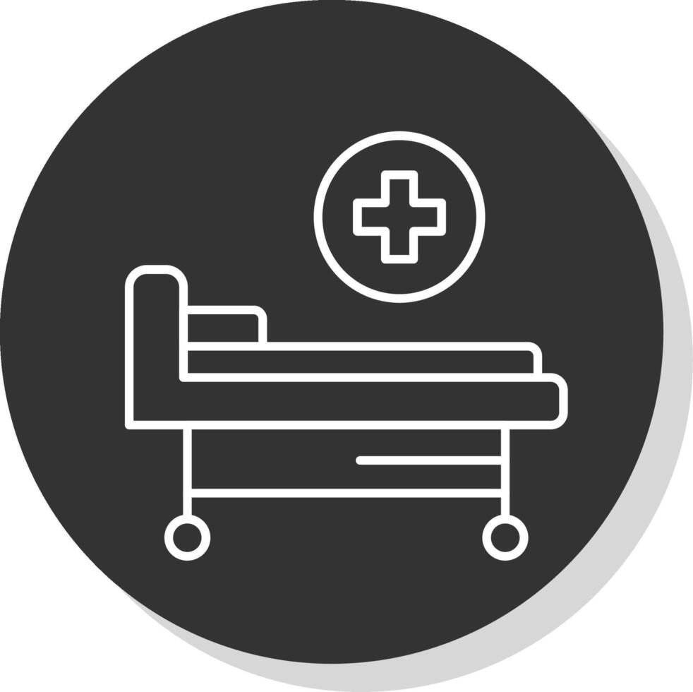 hospital cama línea gris circulo icono vector