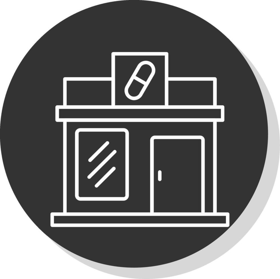 farmacia línea gris circulo icono vector