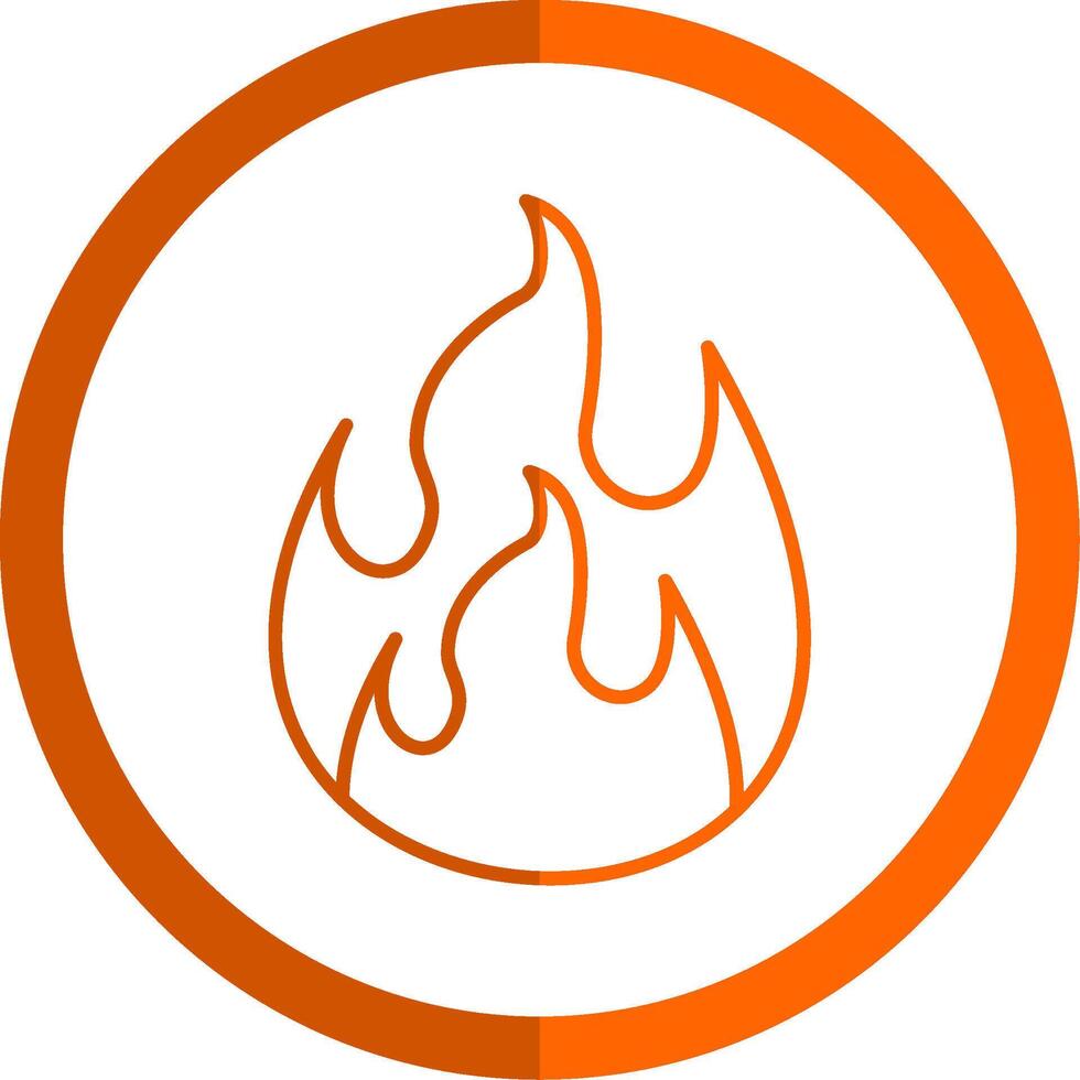 fuego línea naranja circulo icono vector
