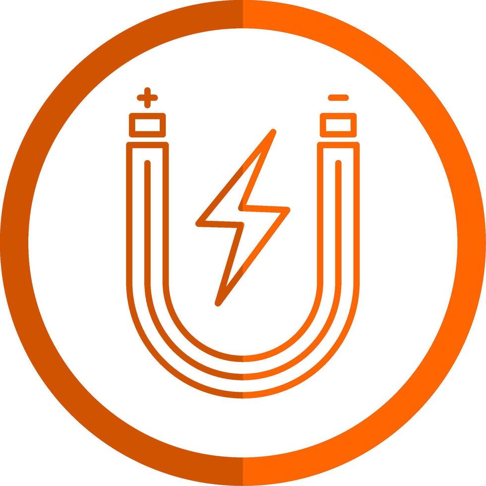 Magnet Line Orange Circle Icon vector