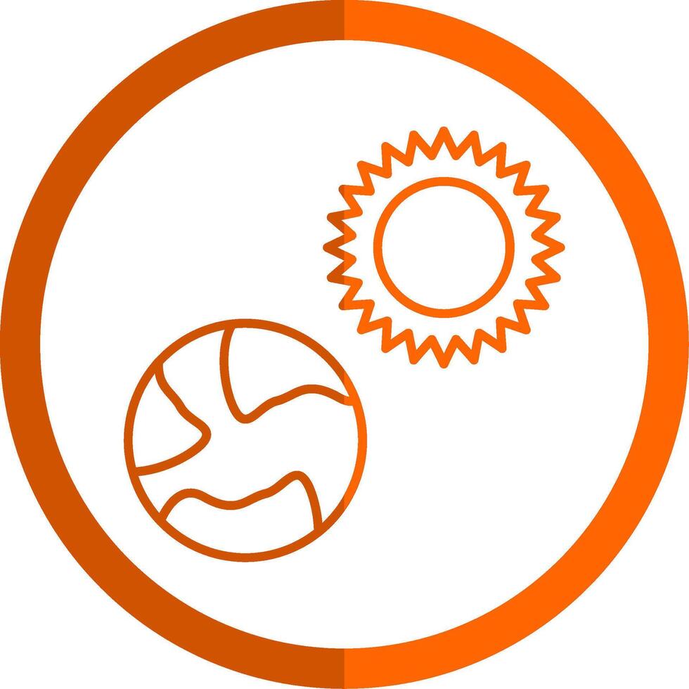 Earth Line Orange Circle Icon vector