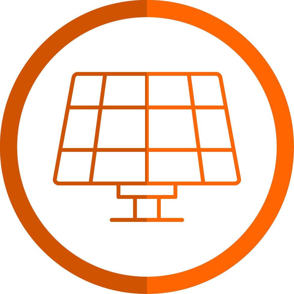solar panel línea naranja circulo icono vector