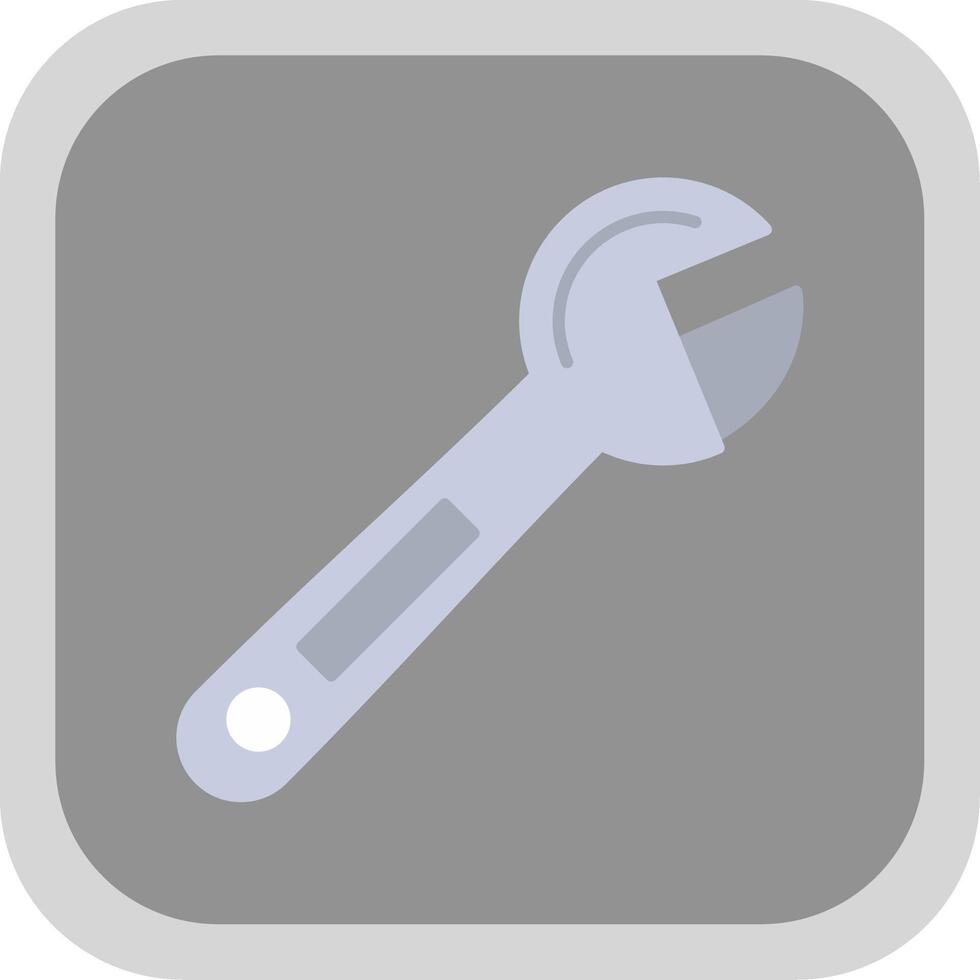 Adjustable Wrench Flat Round Corner Icon vector