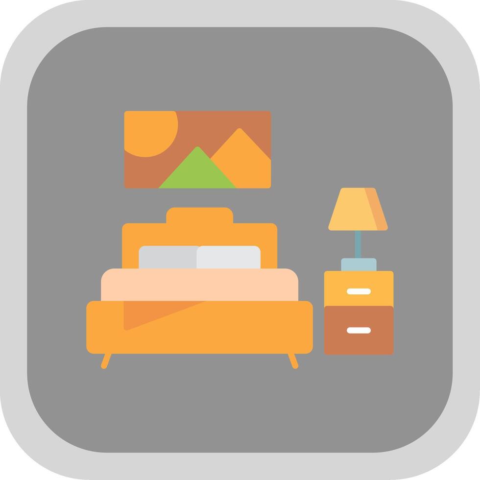 Bedroom Flat Round Corner Icon vector