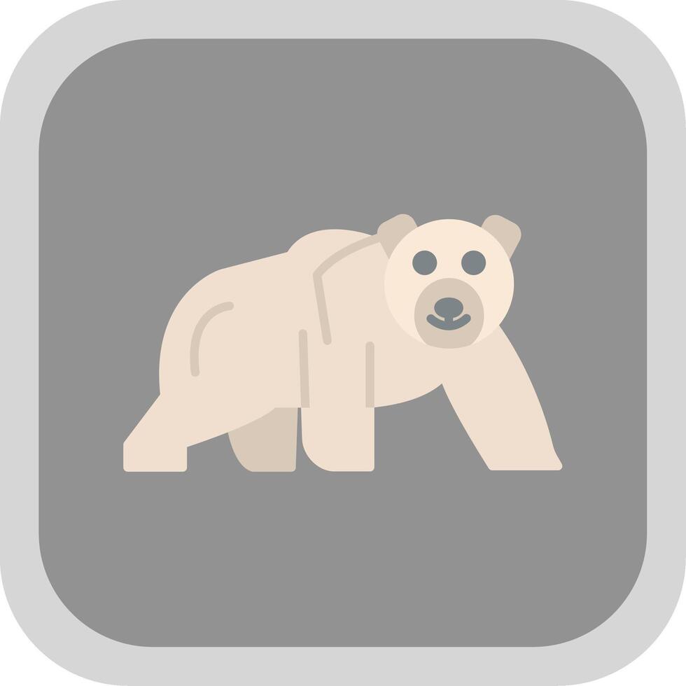 Polar Bear Flat Round Corner Icon vector