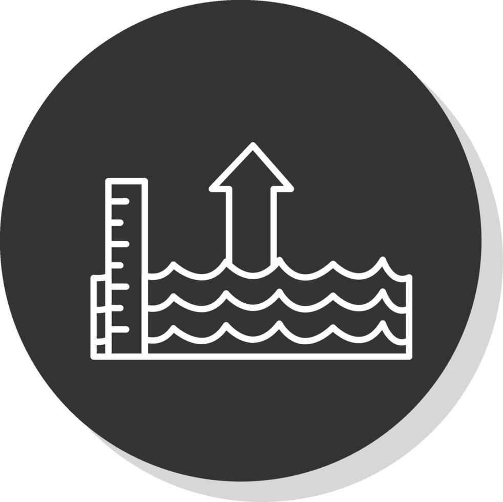 Sea Level Rise Line Grey Circle Icon vector