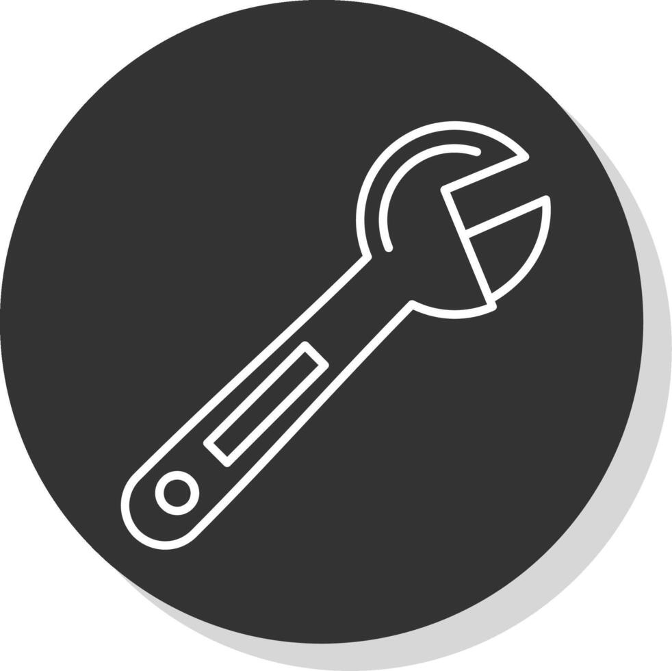 Adjustable Wrench Line Grey Circle Icon vector