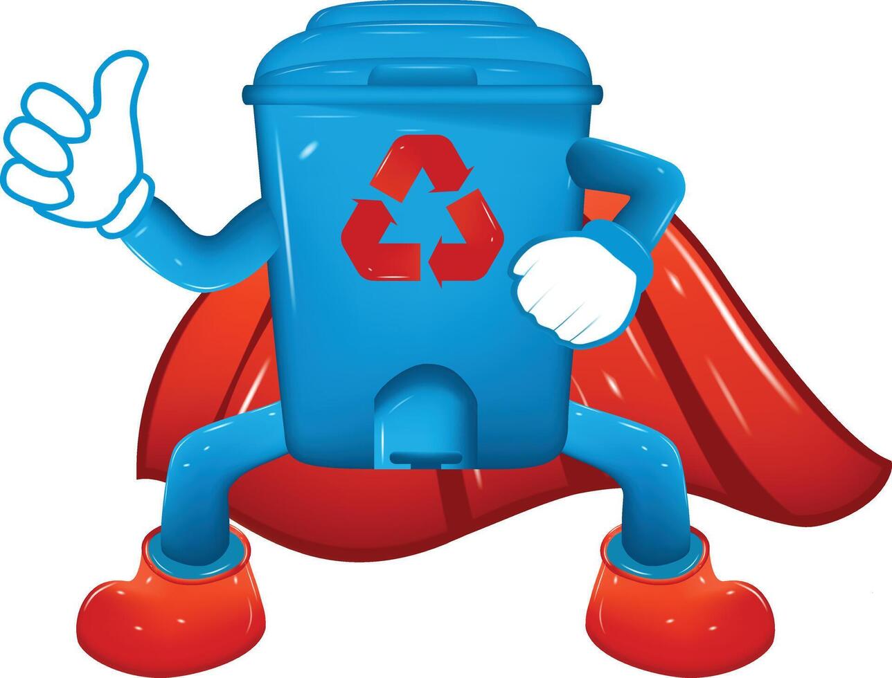 Super Recycle Bin Going To Fly, 3d realistic isolated illustration vector