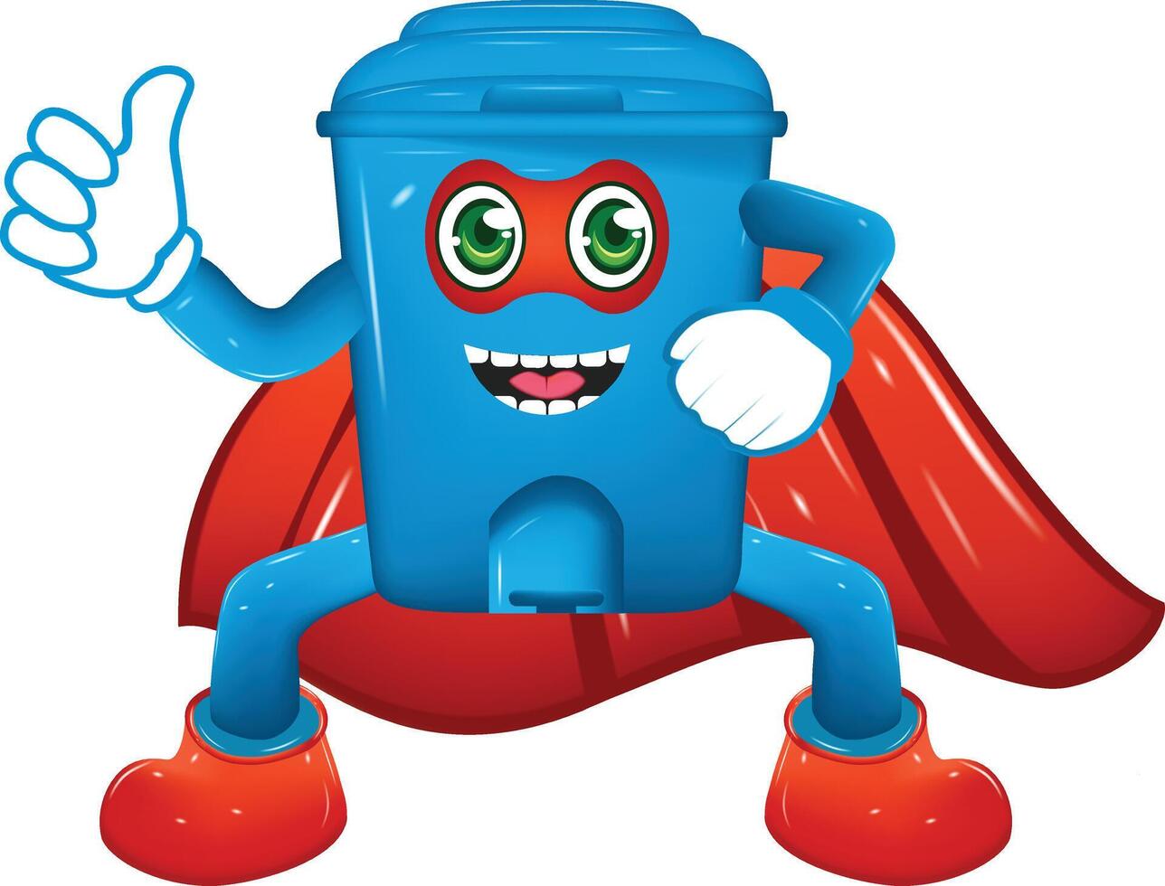 Super Recycle Bin Going To Fly, 3d realistic isolated illustration vector