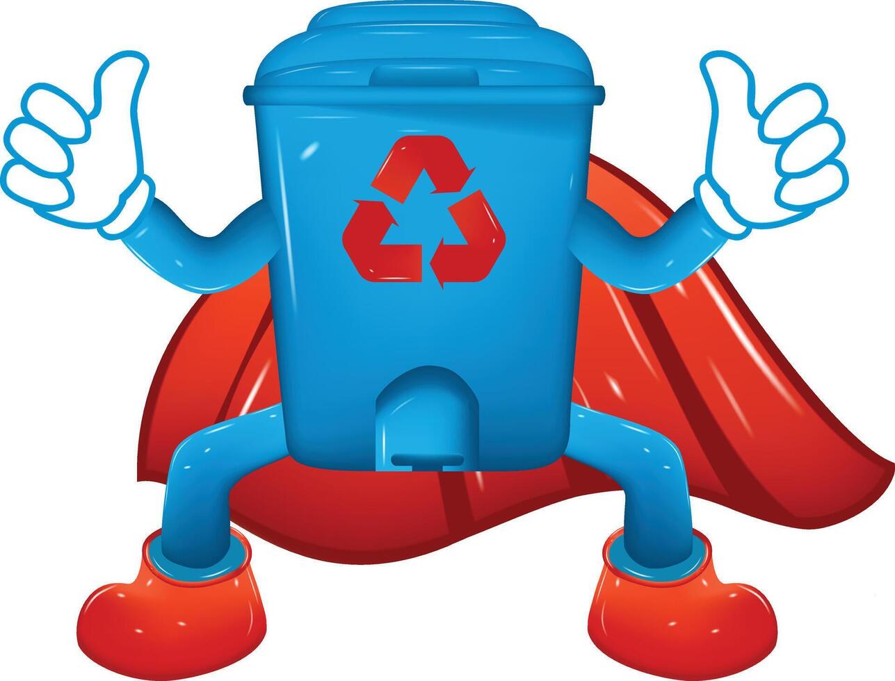 Super Recycle Bin Going To Fly, 3d realistic isolated illustration vector