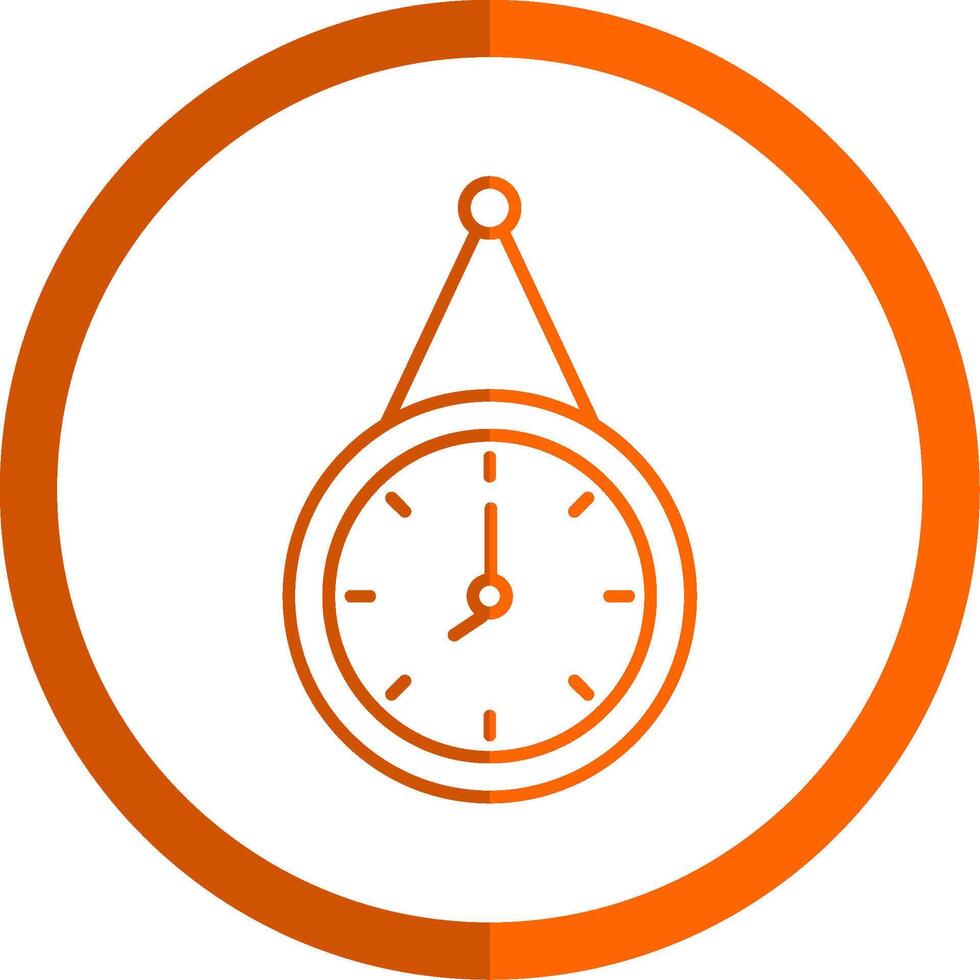 Wall Clock Line Orange Circle Icon vector