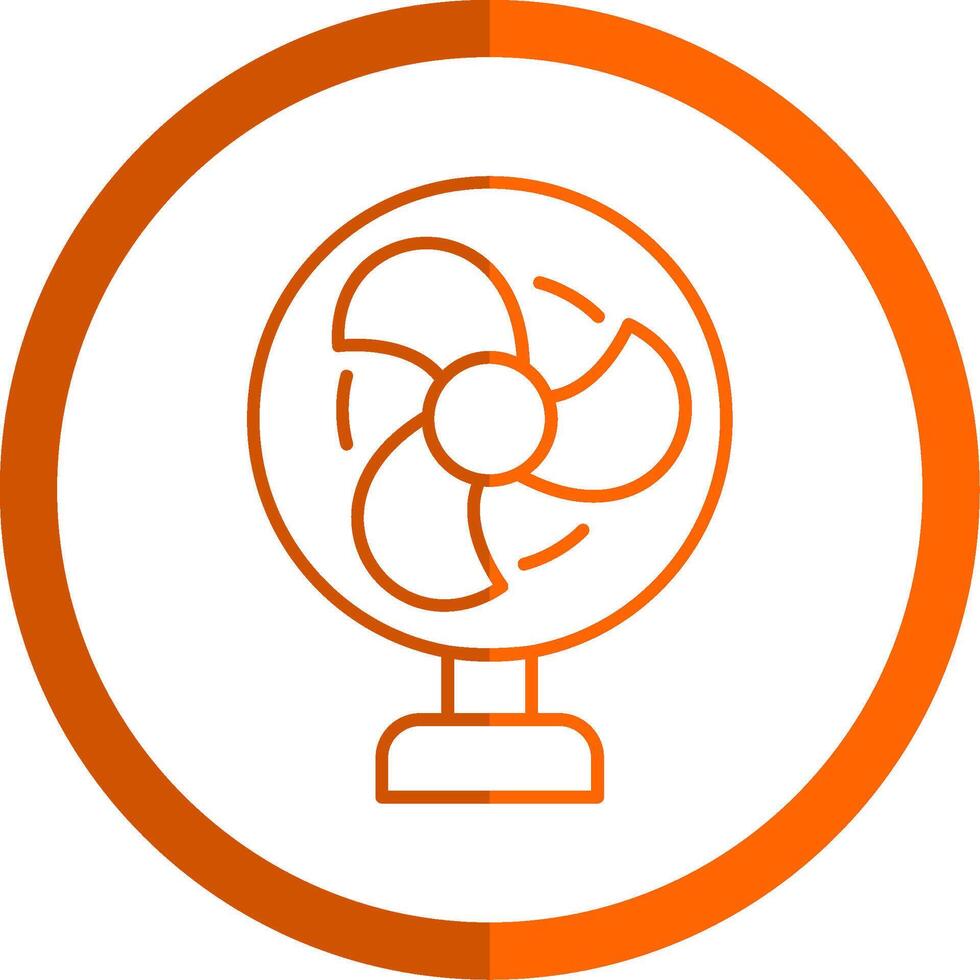 ventilador línea naranja circulo icono vector