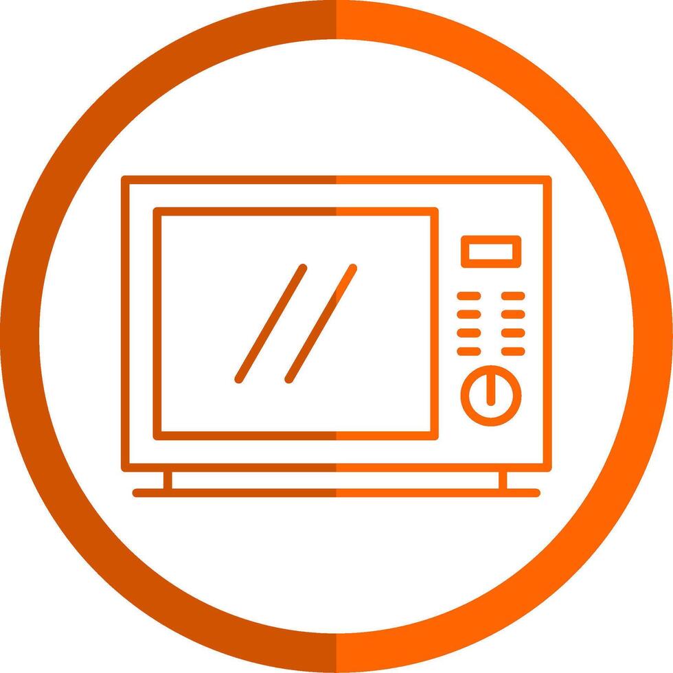 Microwave Line Orange Circle Icon vector