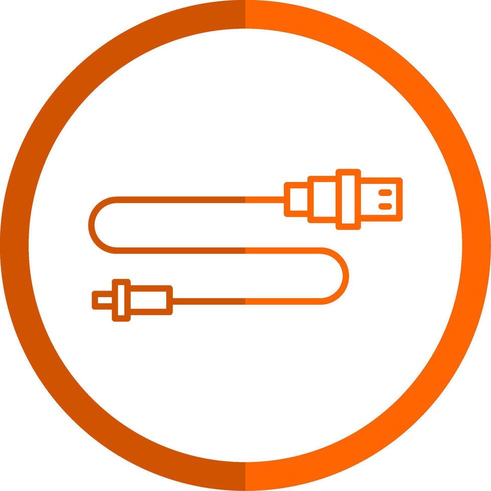 USB conector línea naranja circulo icono vector