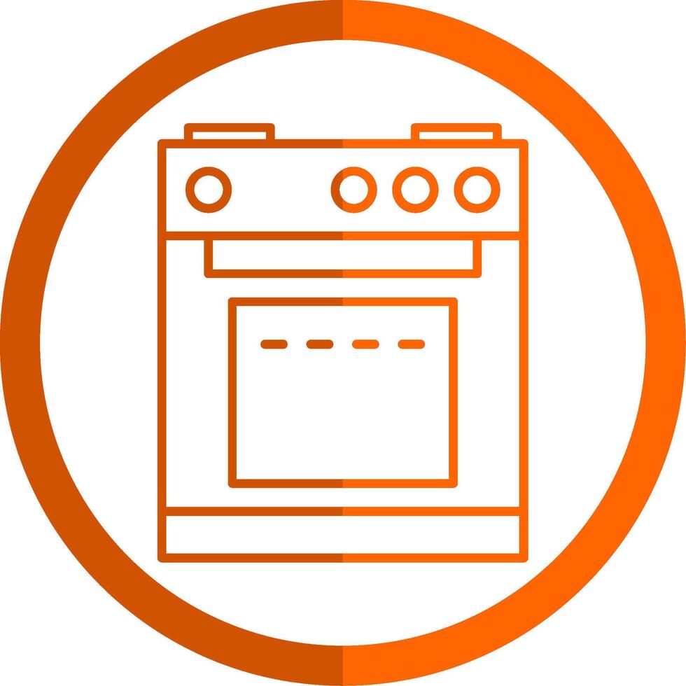 Electric Stove Line Orange Circle Icon vector