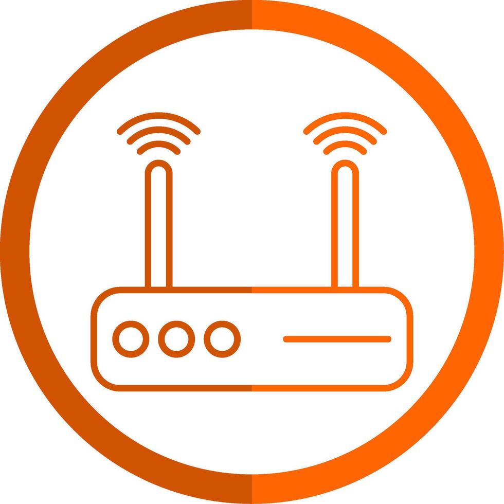 Modem Line Orange Circle Icon vector