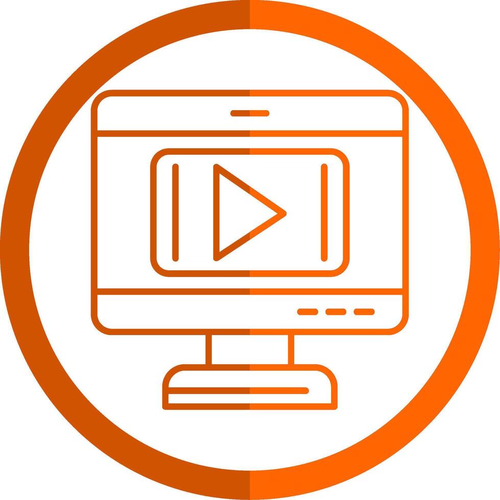 Player Line Orange Circle Icon vector