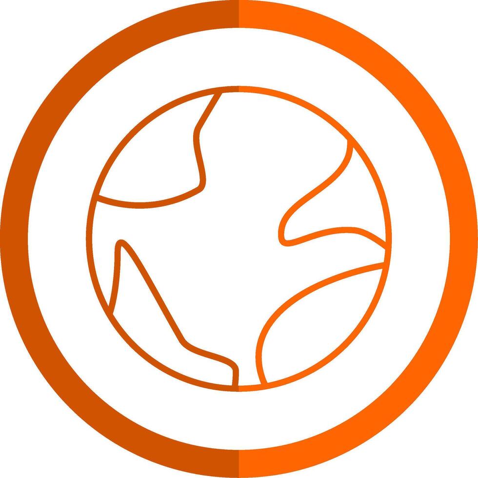 Earth Globe Line Orange Circle Icon vector