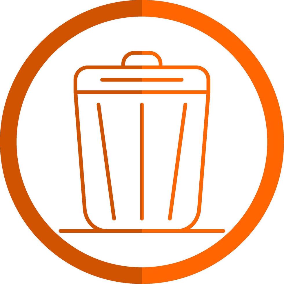 Trash Line Orange Circle Icon vector