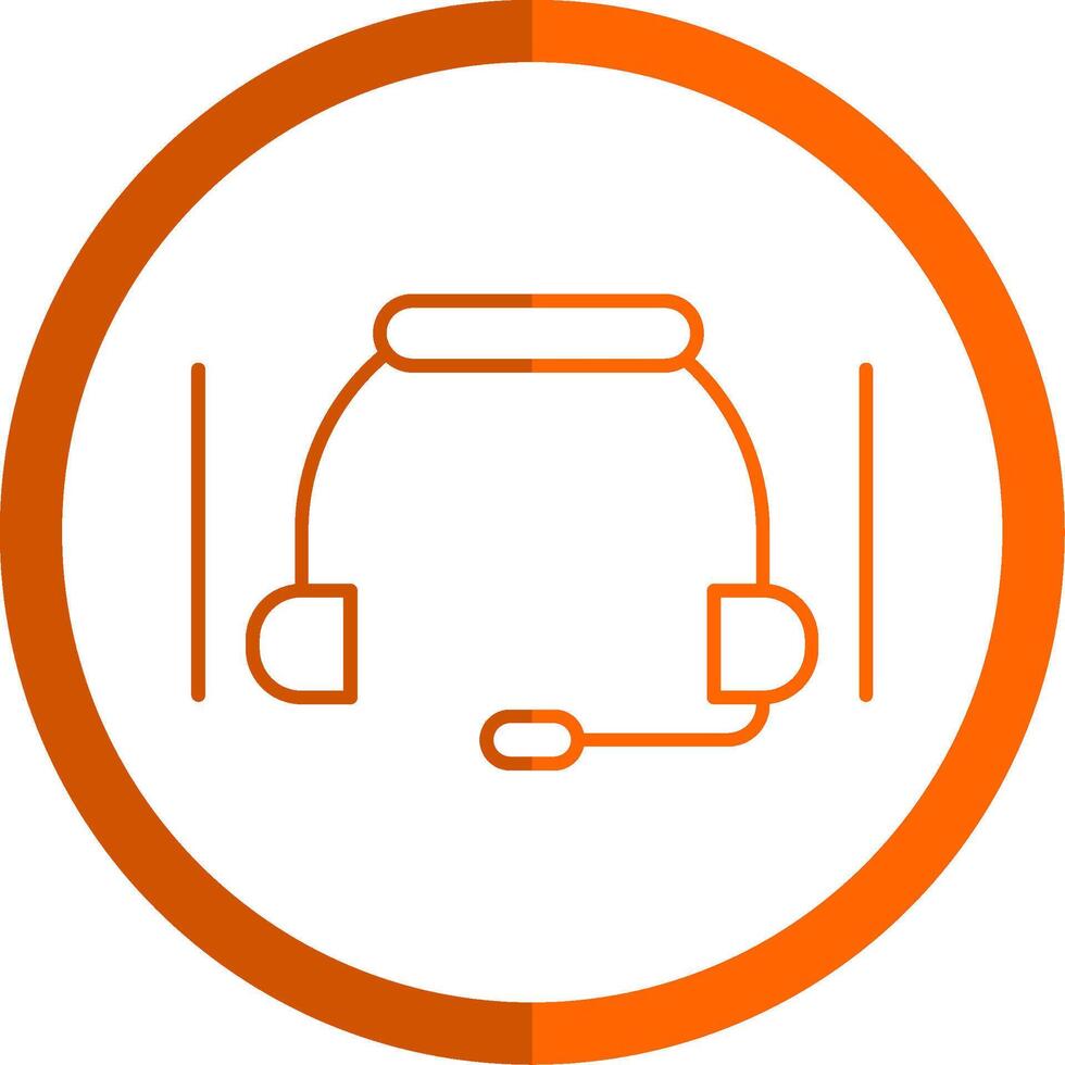 Headset Line Orange Circle Icon vector