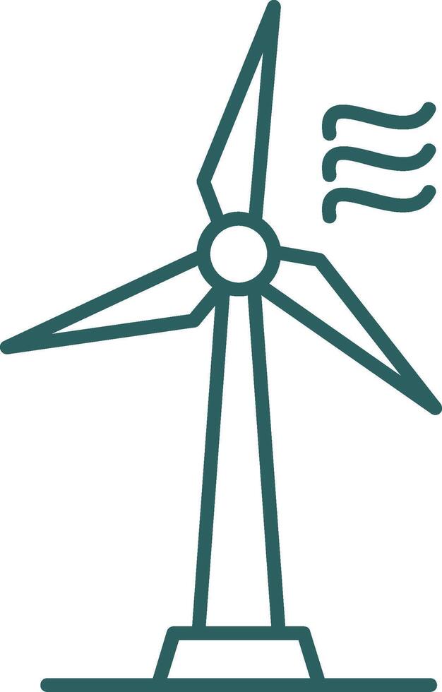 Wind Turbine Line Gradient Round Corner Icon vector