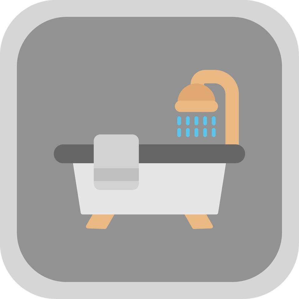 Bathtub Flat Round Corner Icon vector