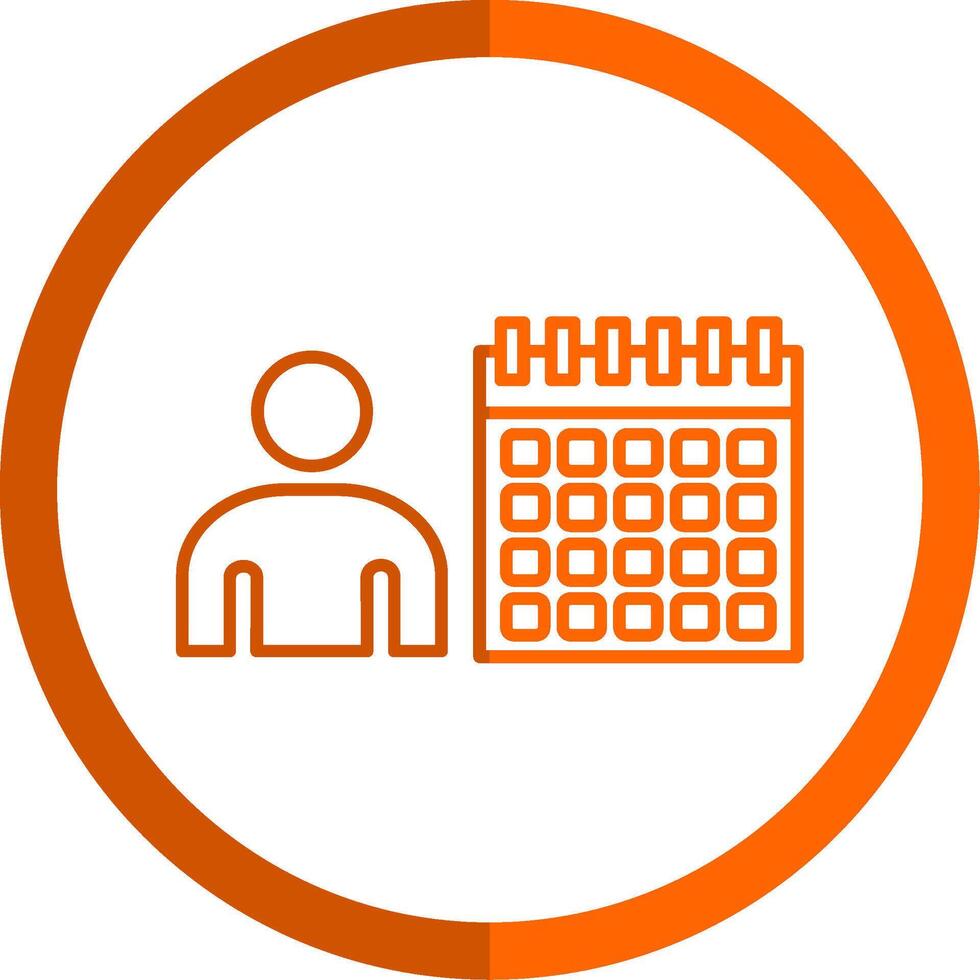 Time Management Line Orange Circle Icon vector
