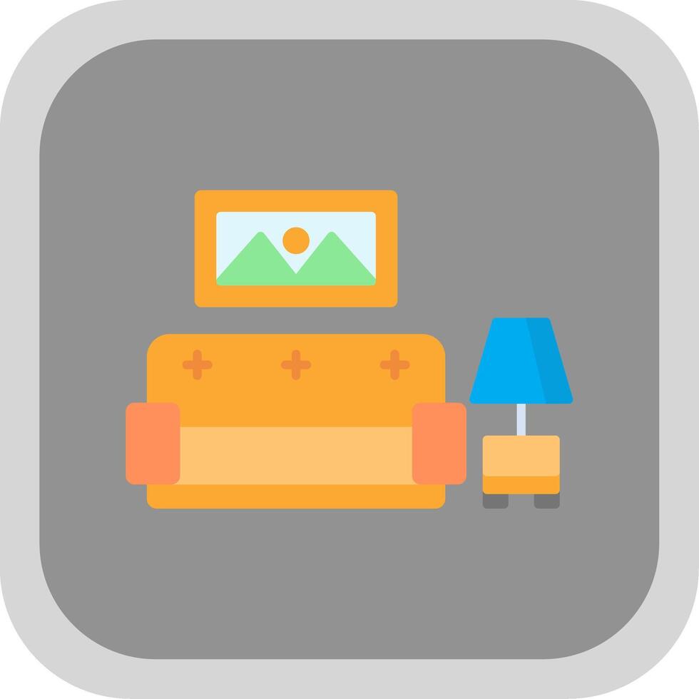 Living Room Flat Round Corner Icon vector