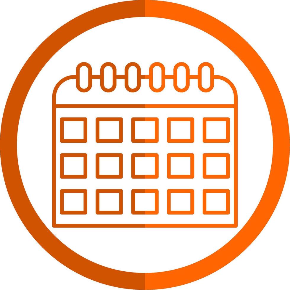 calendario línea naranja circulo icono vector